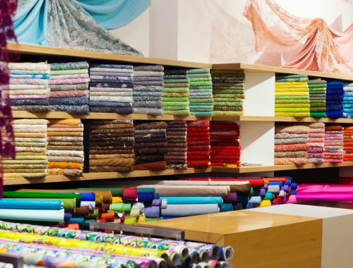 textiles for sale in fabric shop